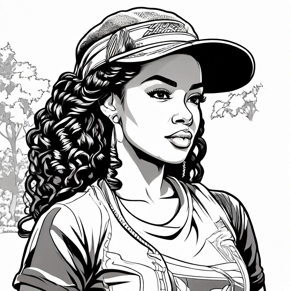 Coloring page black woman bold black outline of braided hair... by