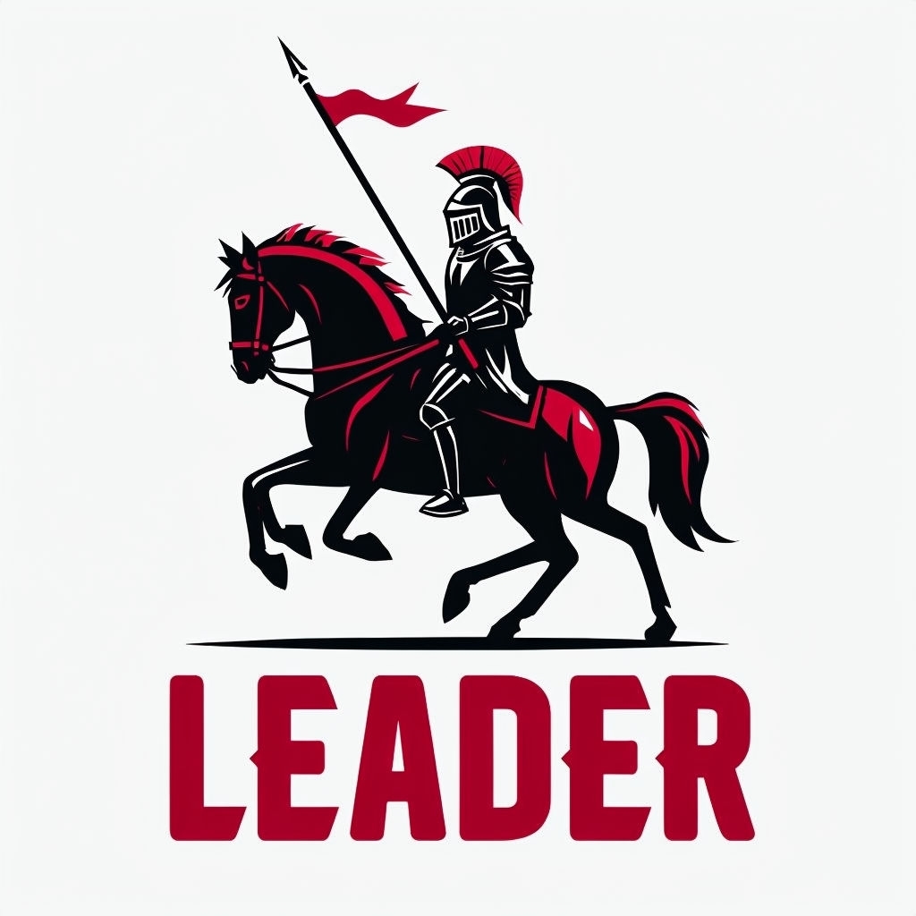 Bold Knight on Horse Silhouette with Leadership Theme Poster