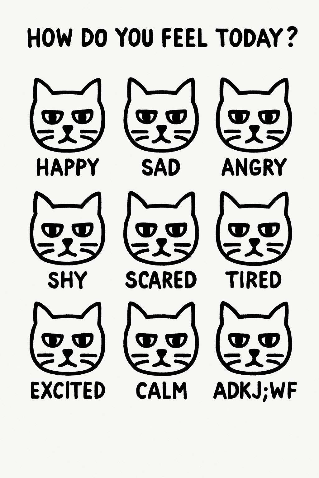 Colorful Cat Mood Chart Illustration: How Do You Feel Today? Meme