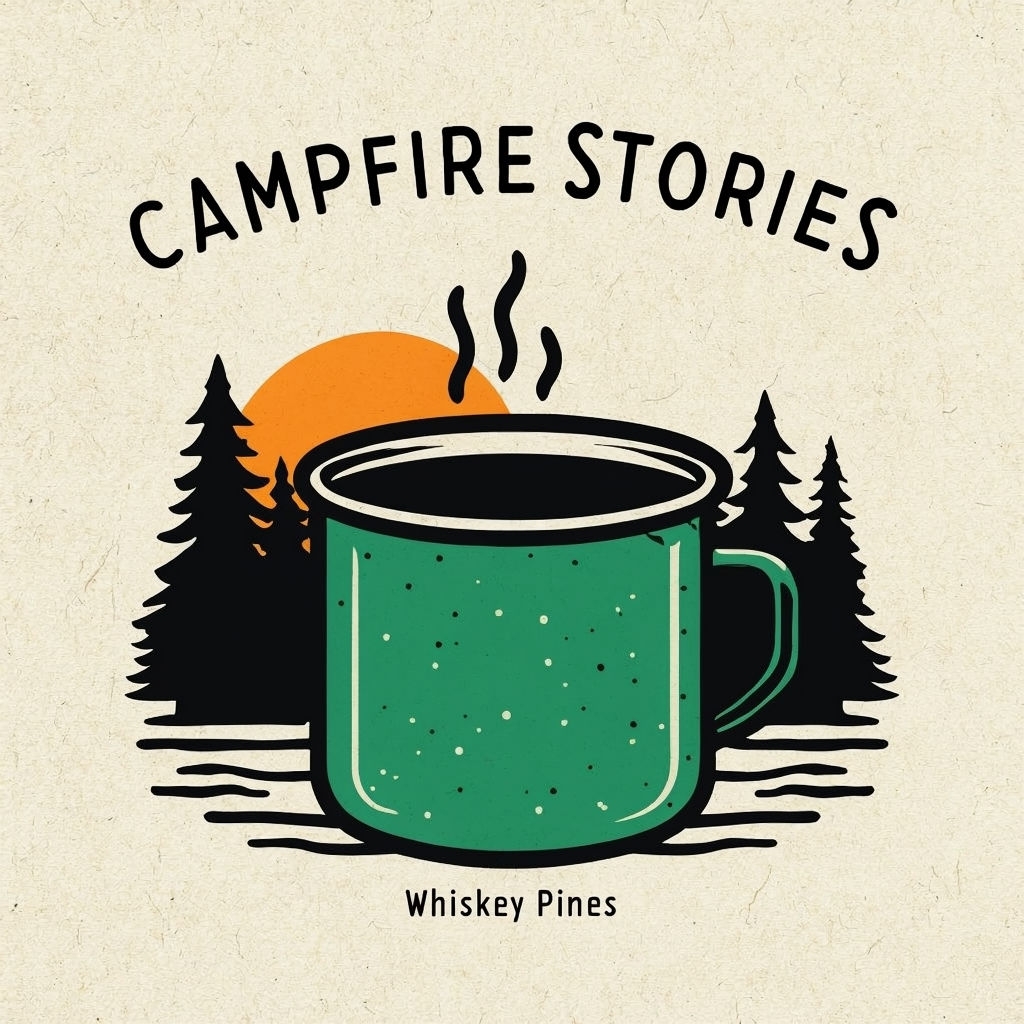 Cozy Camping Mug with Campfire Stories Design for Album Cover