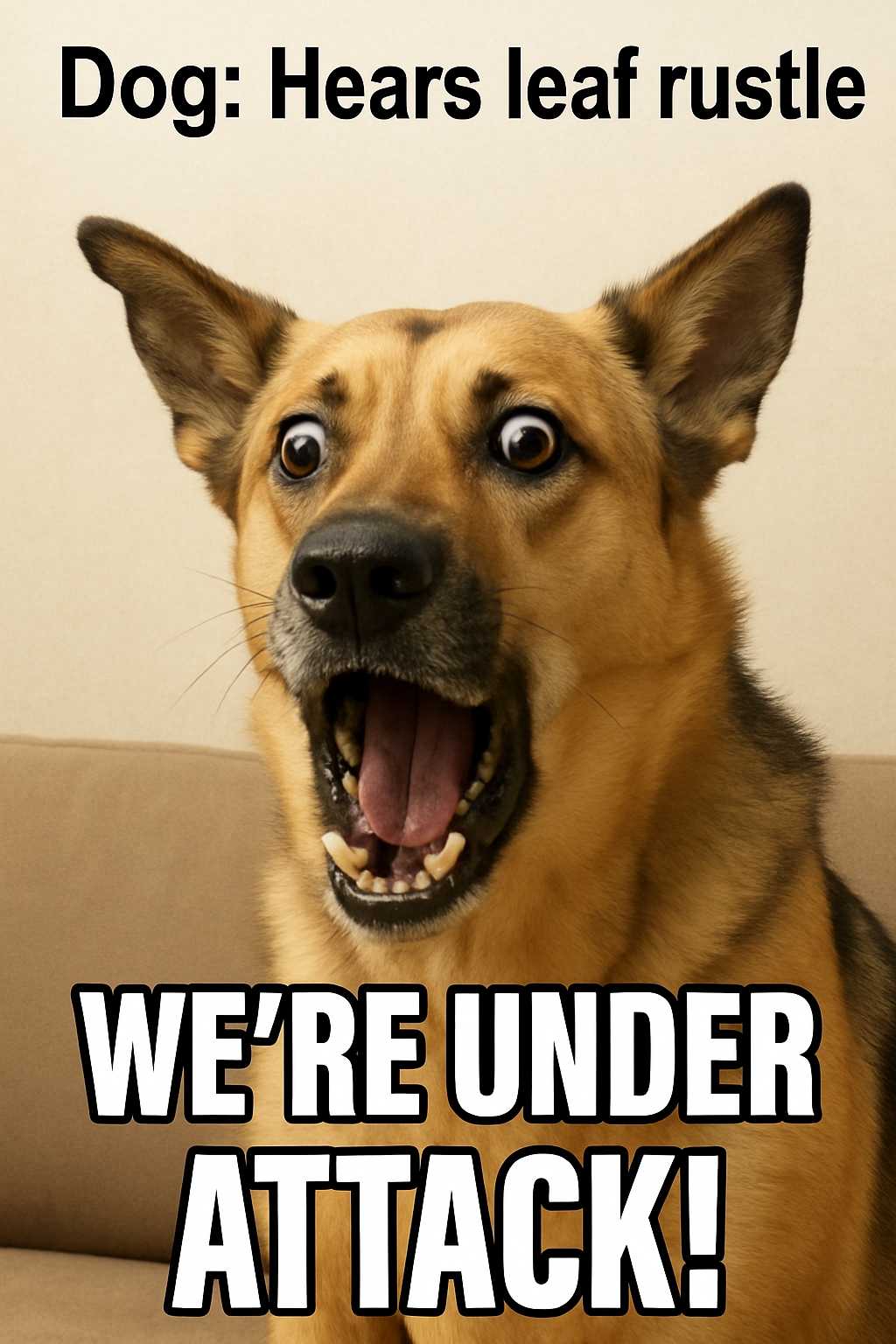 Startled German Shepherd Dog Hears Leaf Rustle Meme