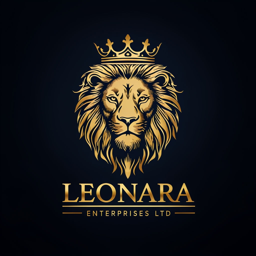 Regal Gold Lion's Head Logo for Leonara Enterprises Ltd Logo