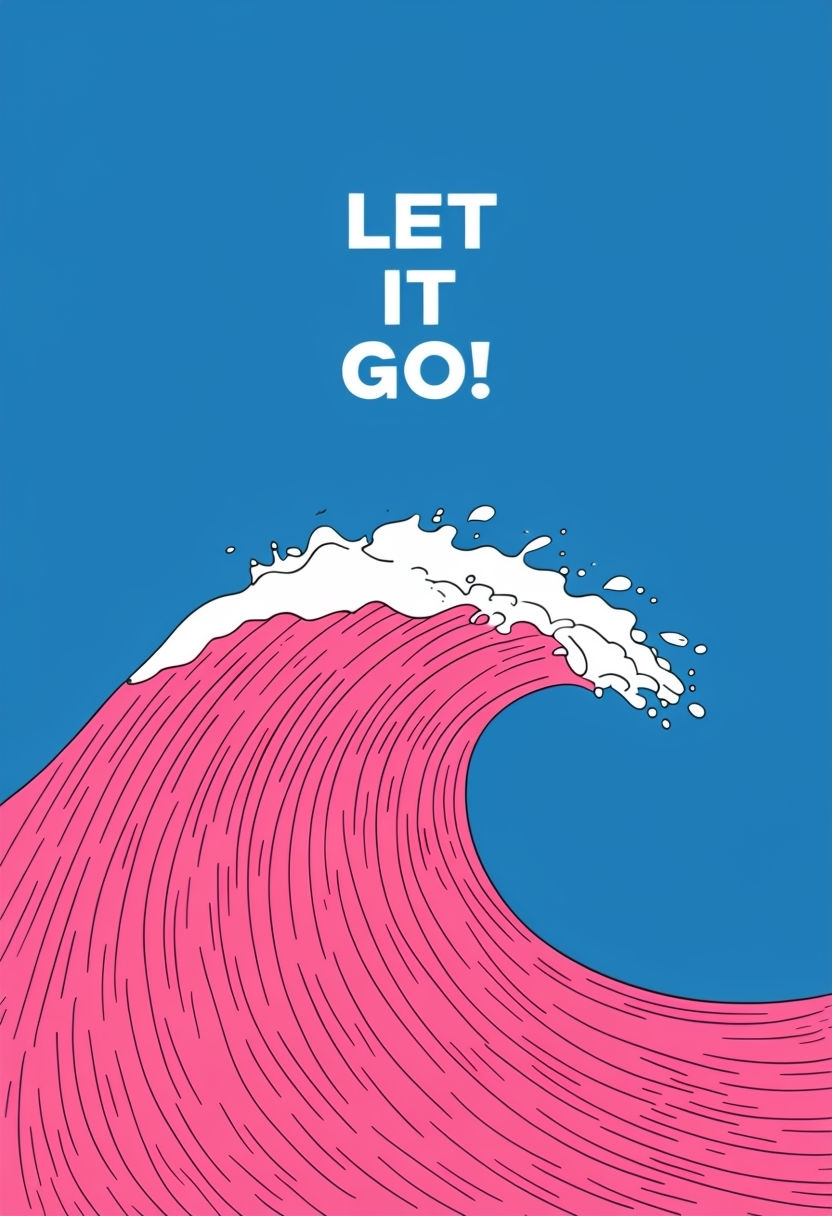 Vibrant Pink Wave with Motivational LET IT GO! Text Poster