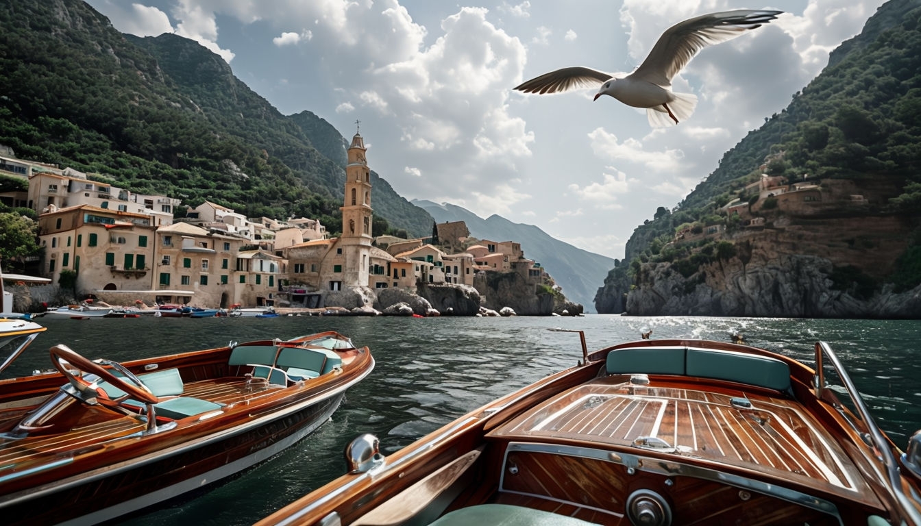 Tranquil Coastal Town and Boats Scenic Mobile Wallpaper