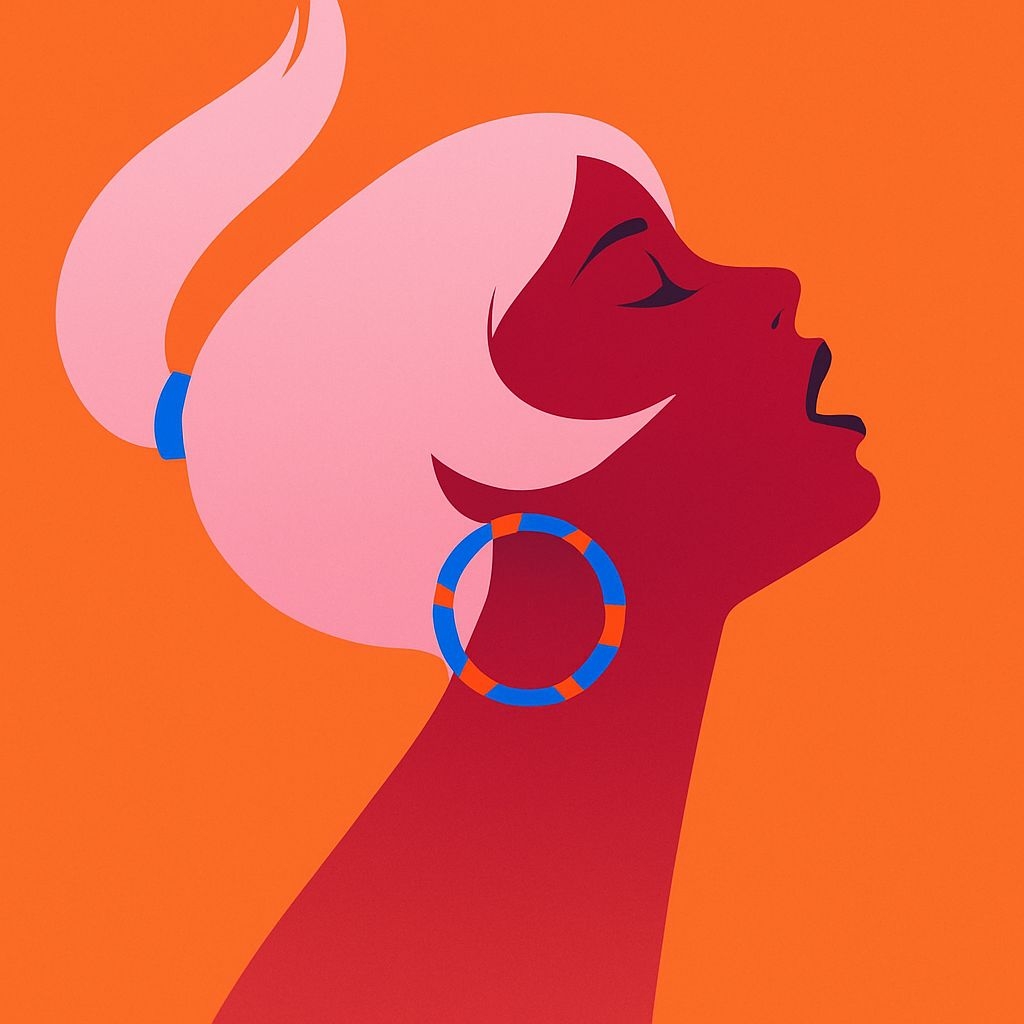 Minimalist Profile of a Woman with Bright Colors Illustration Art