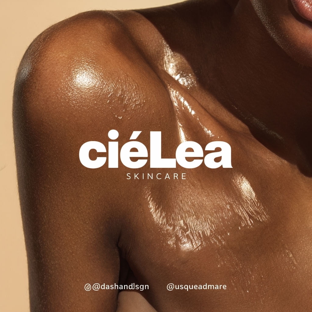 Elegant Close-Up Skincare Photography with Bold Text Ads