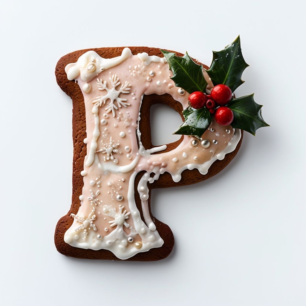 Festive Gingerbread Letter P Cookie Decoration Monogram