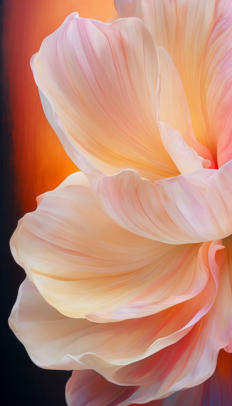 Ethereal Close-Up of Flower Petal with Soft Peach Hues Mobile Wallpaper
