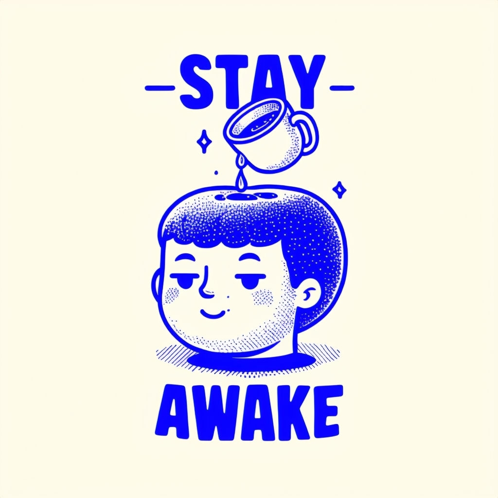 Whimsical Stay Awake Coffee Character Illustration Mug