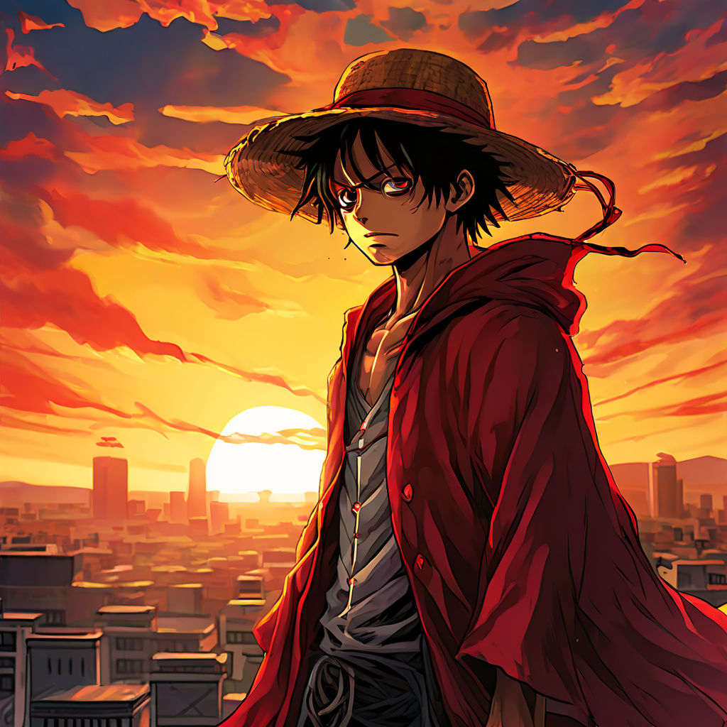 Monkey D. Luffy donning a flamboyant Akatsuki cloak and mask by Shadim ...