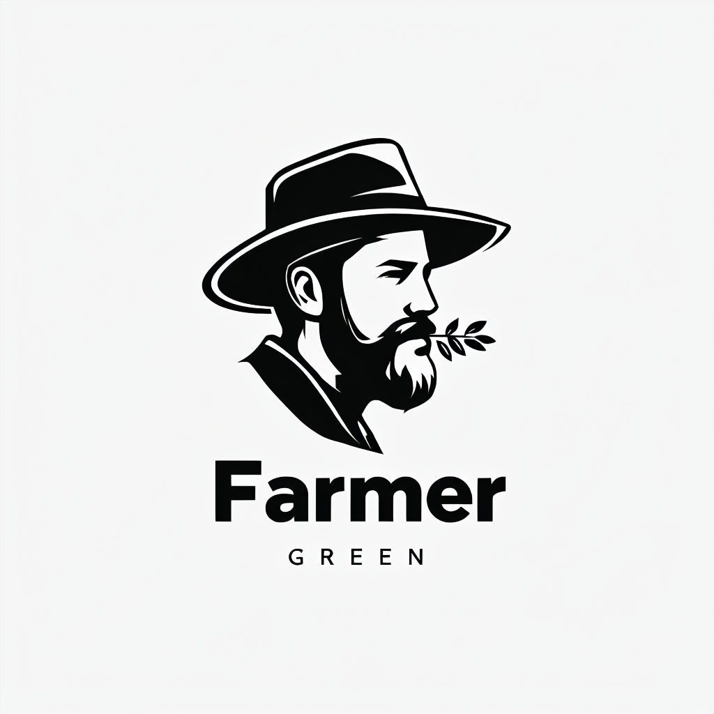 Minimalist Black Farmer Logo with Organic Touch and Bold Text Logo