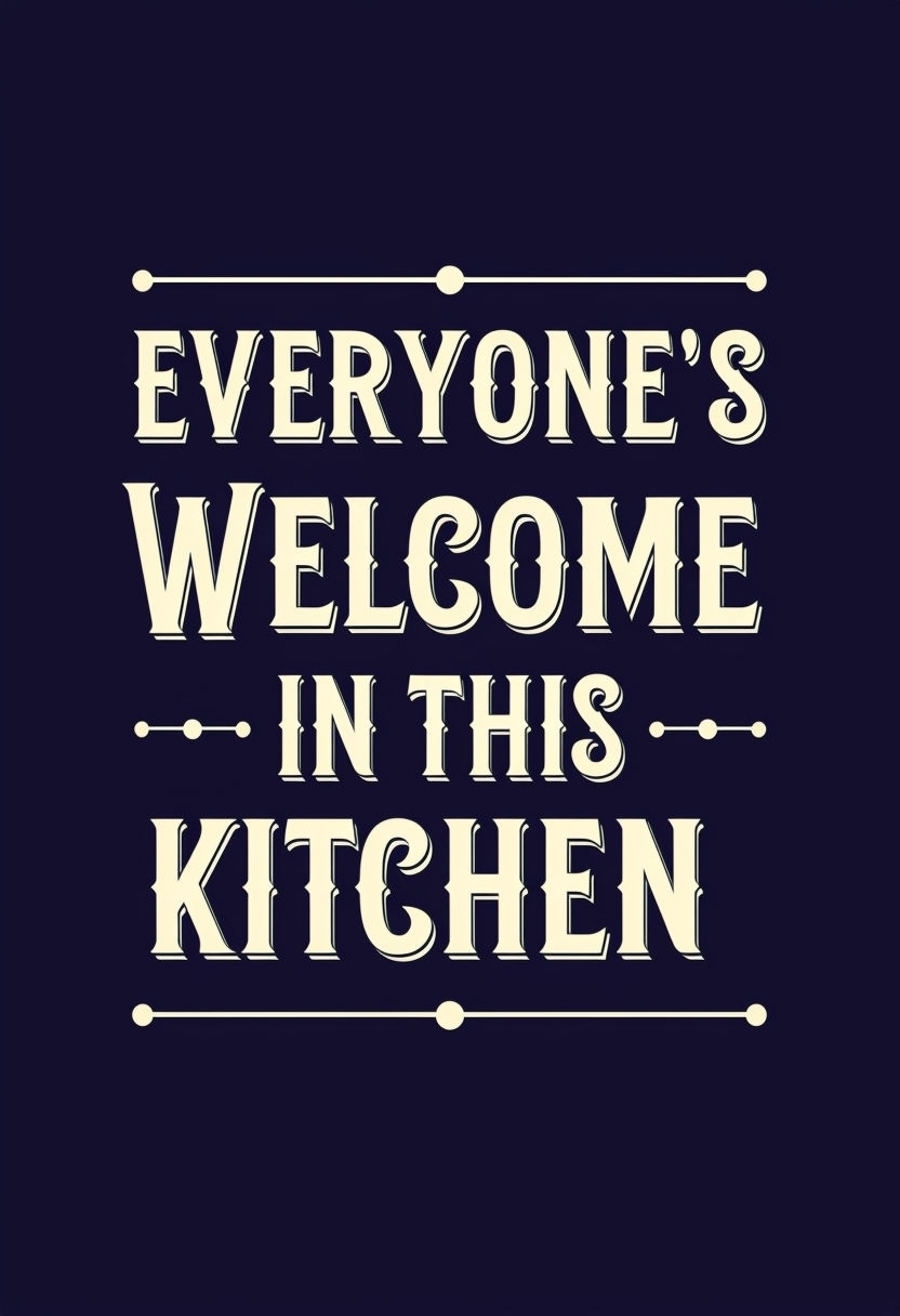 Everyone's Welcome in This Kitchen Vintage Typography Poster