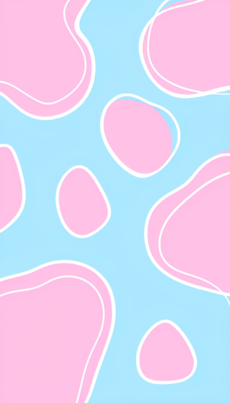 Playful Abstract Pink Shapes on Sky Blue Background Social Media Post