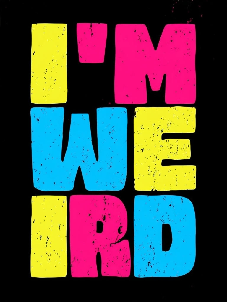 Vibrant I'm Weird Retro Text Design T-Shirt
