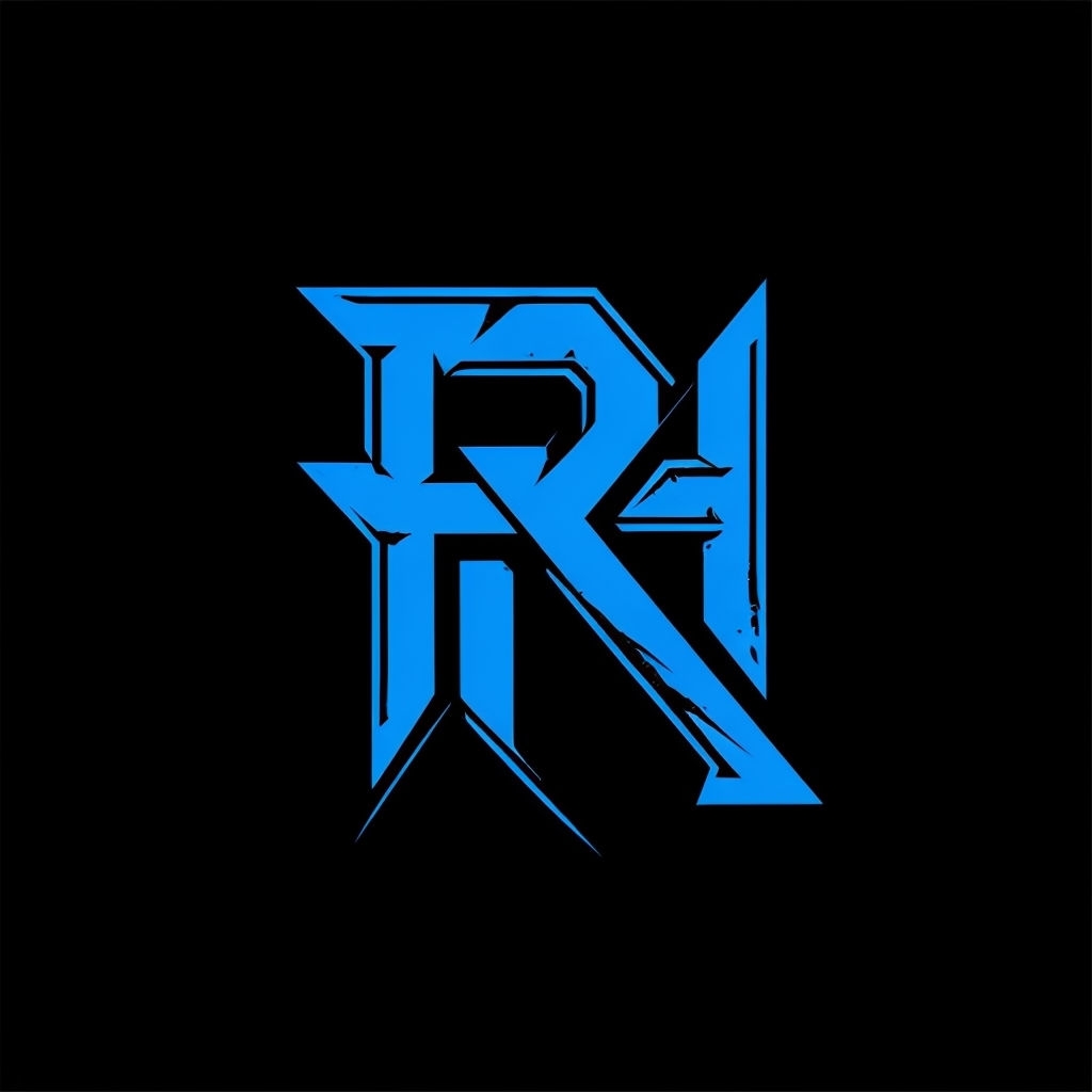 Modern Electric Blue RH Monogram Design Art