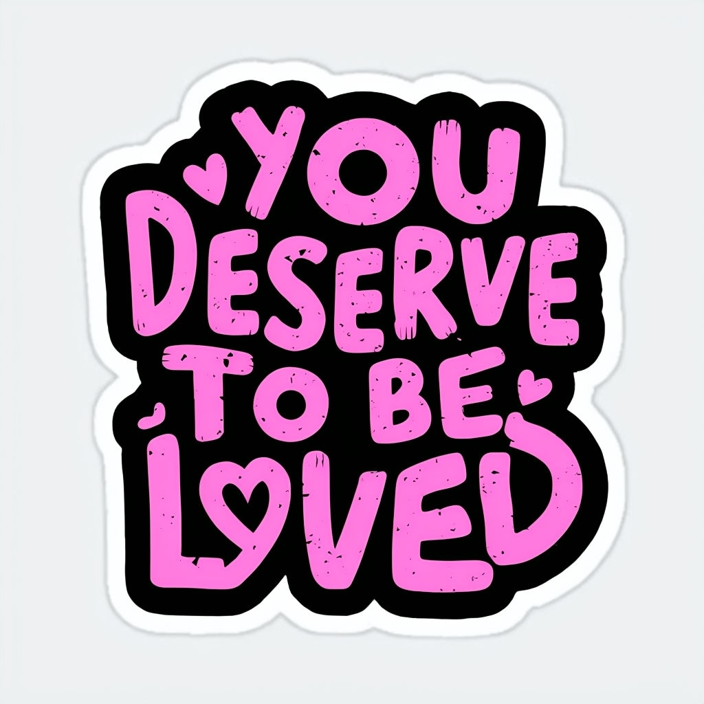 You Deserve to Be Loved Motivational Sticker Design