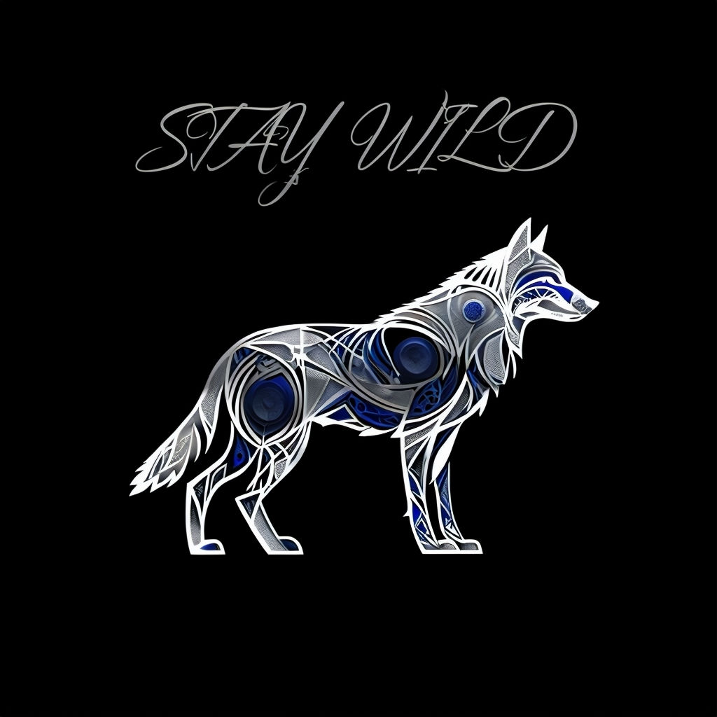 Sleek Geometric Wolf Stay Wild Minimalist T-Shirt