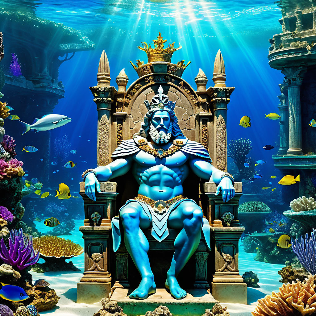 King of Neptune seated on an underwater throne by Ibo Kush - Playground