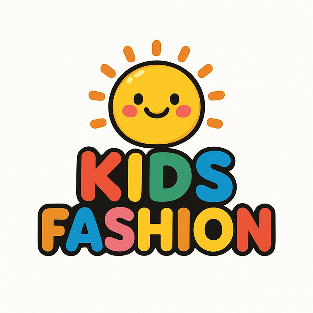 Cheerful Cartoon Sun Logo for Kids Fashion Brand