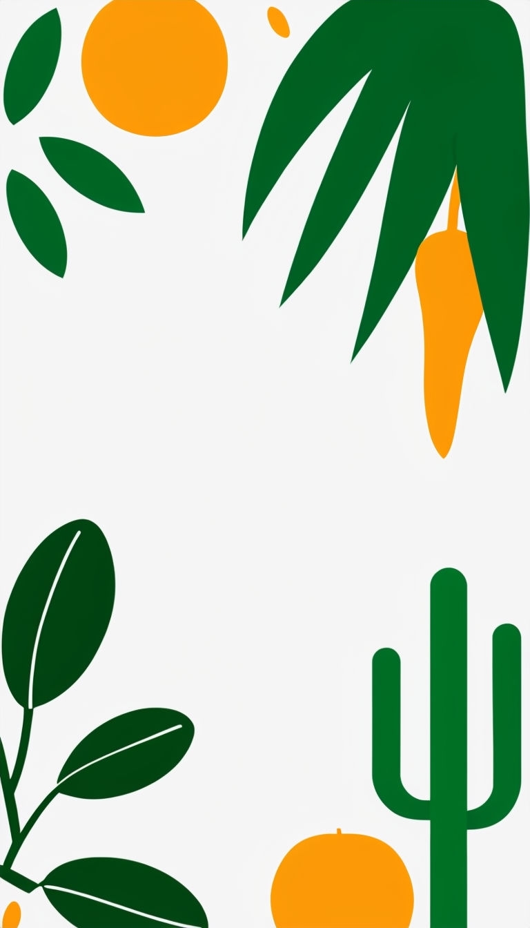Vibrant Minimalist Plant and Fruit Motifs Graphic Design Social Media Post