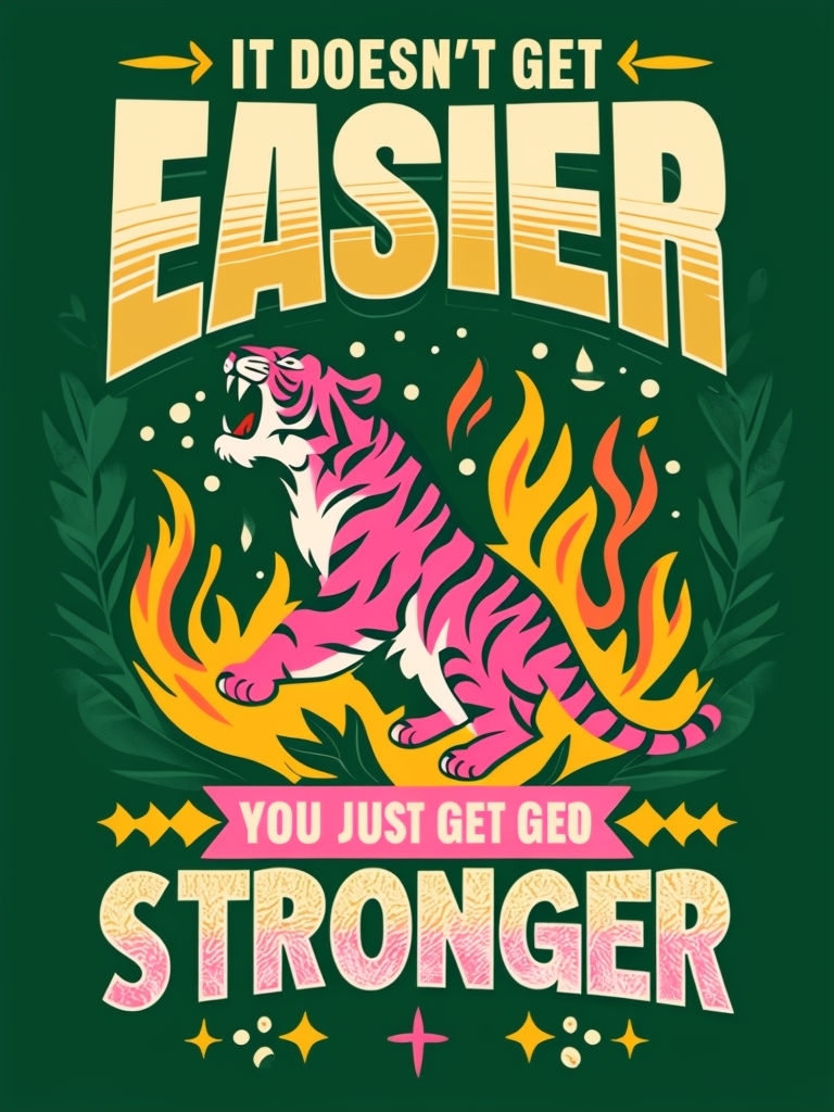 Vibrant Pink Tiger Motivation Quote Graphic T-Shirt