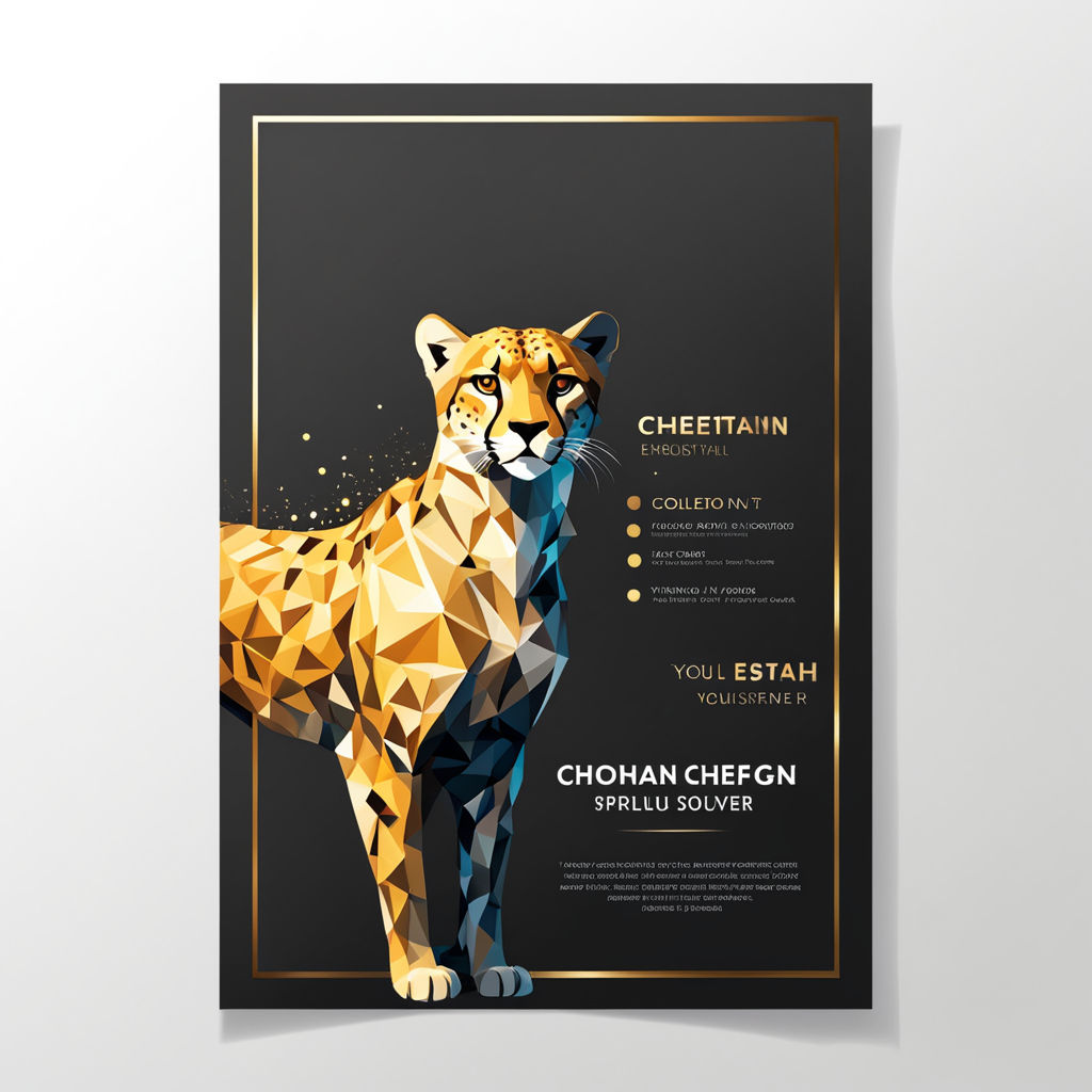 Artistic Vector Golden Polygon Style Cheetah By Hurun Design - Playground