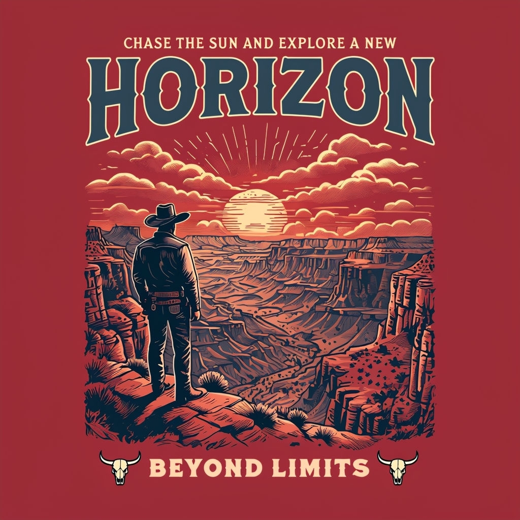 Vintage Western Adventure Explore New Horizon T-Shirt