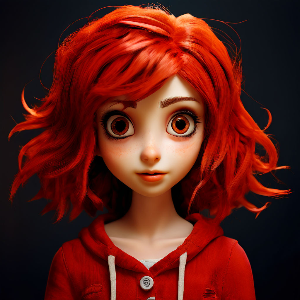 Chica con pelo rojo version anime con ojos de botones como c... by ...