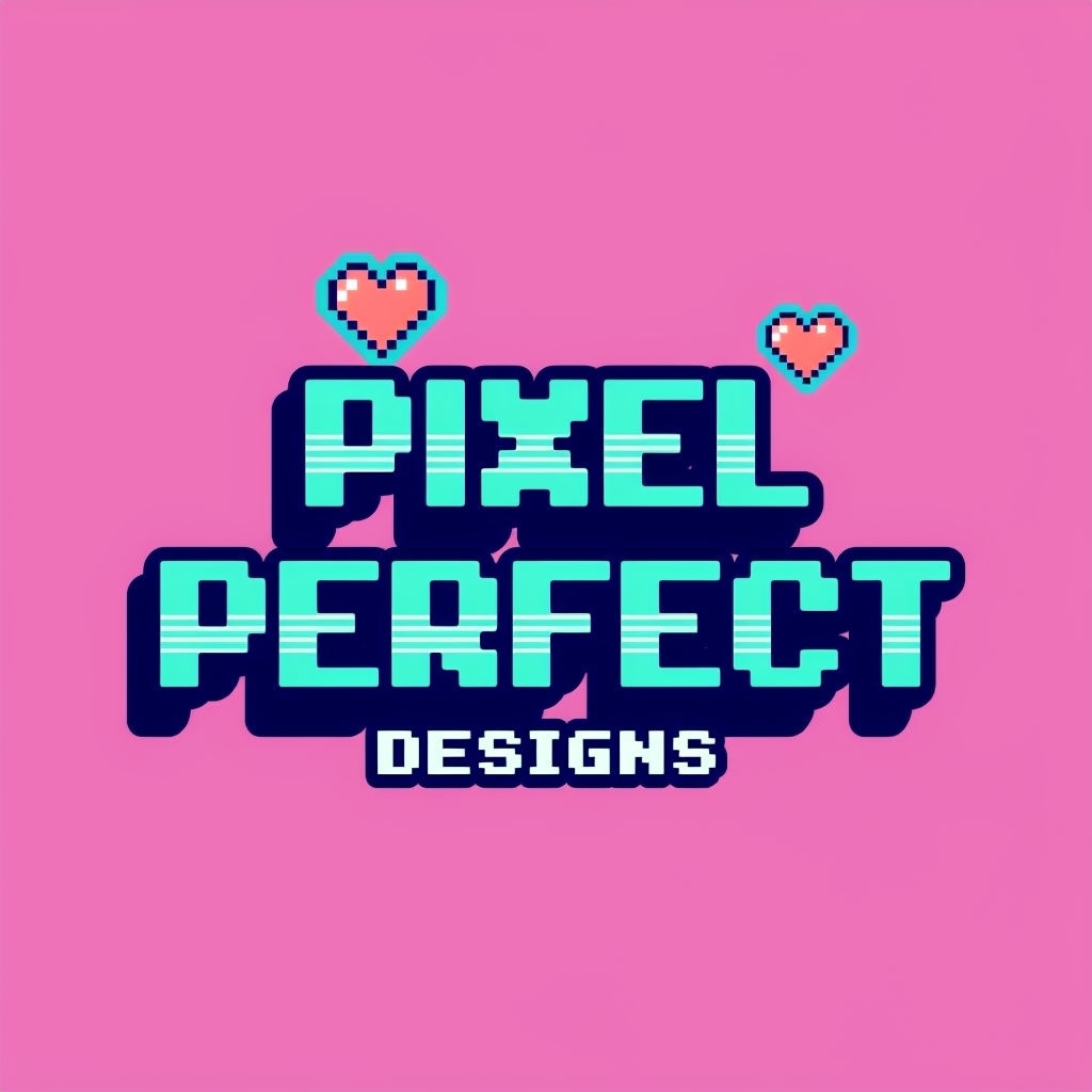 Vibrant Pixel Perfect Retro Logo Design with Hearts Logo