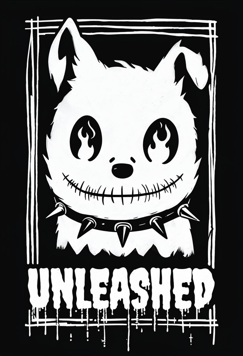 "Cartoon Ghost Dog Unleashed Graphic T-Shirt Design"
