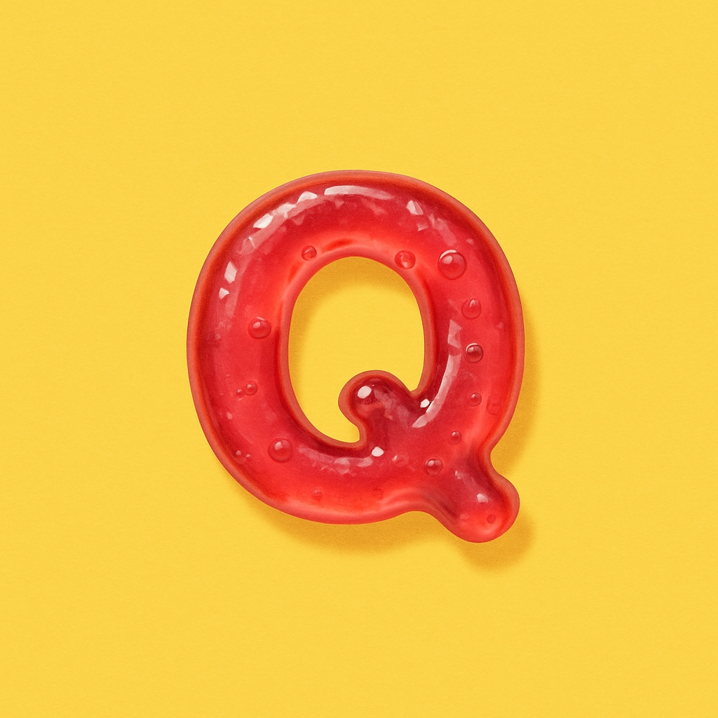 Glossy Bright Red Letter Q on Sunny Yellow Background Monogram
