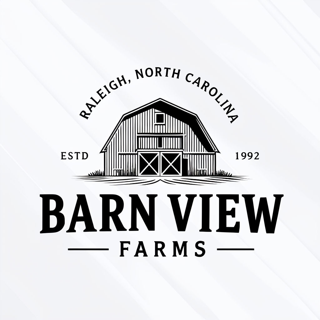 Minimalist Barn View Farms Logo Design for Raleigh North Carolina