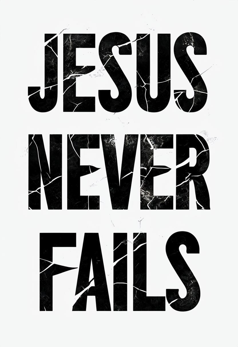 Jesus Never Fails Inspirational Vintage Art Print Poster