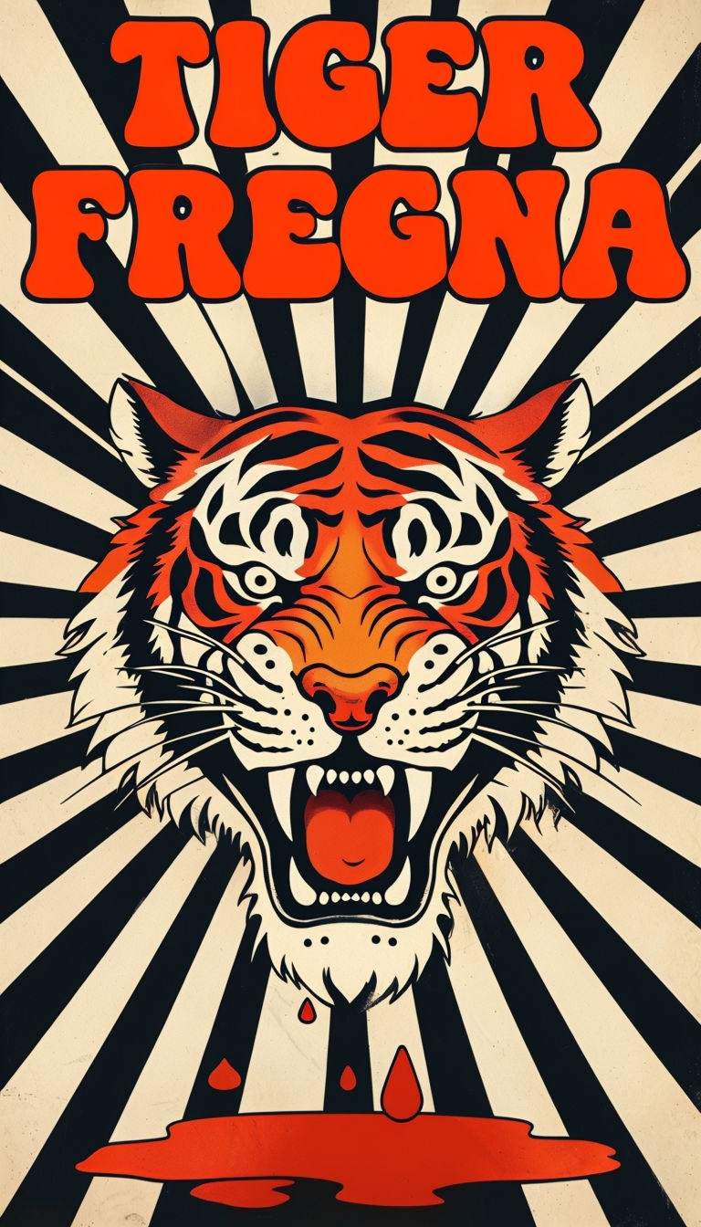 Vibrant Roaring Tiger Pop Art Illustration Poster