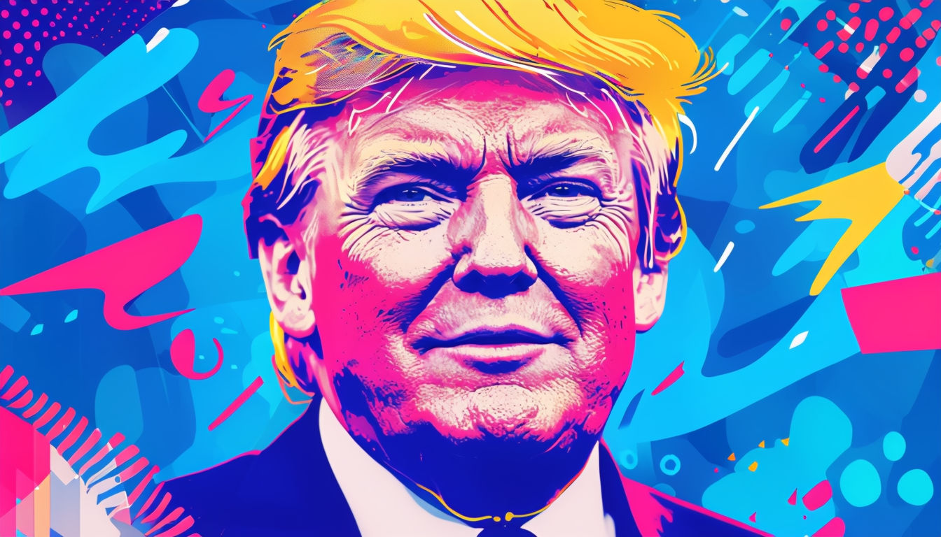 Bold Pop-Art Donald Trump Virtual Background for Events