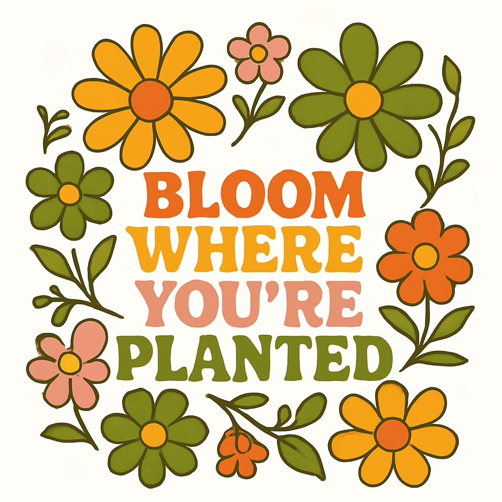 Retro 70s Flower Power Quote 