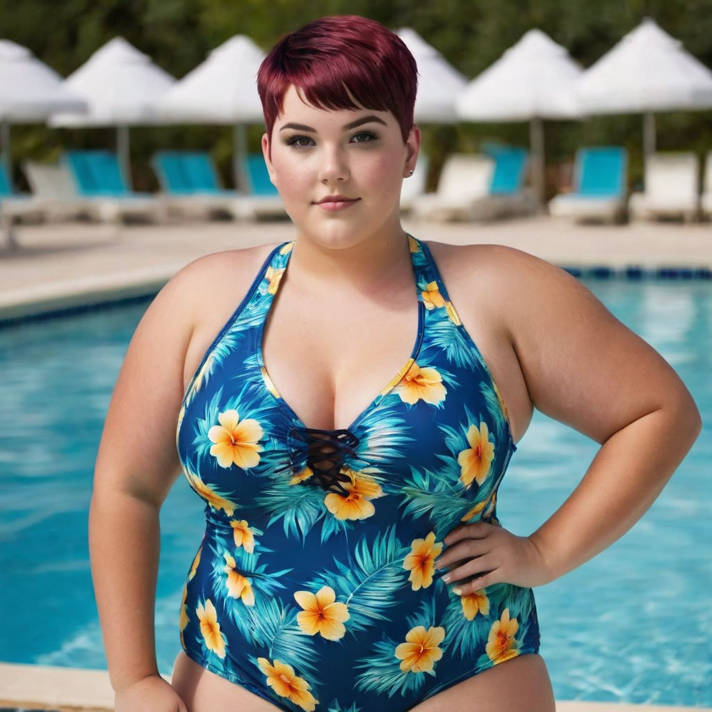 Obese women wearing swimsuit