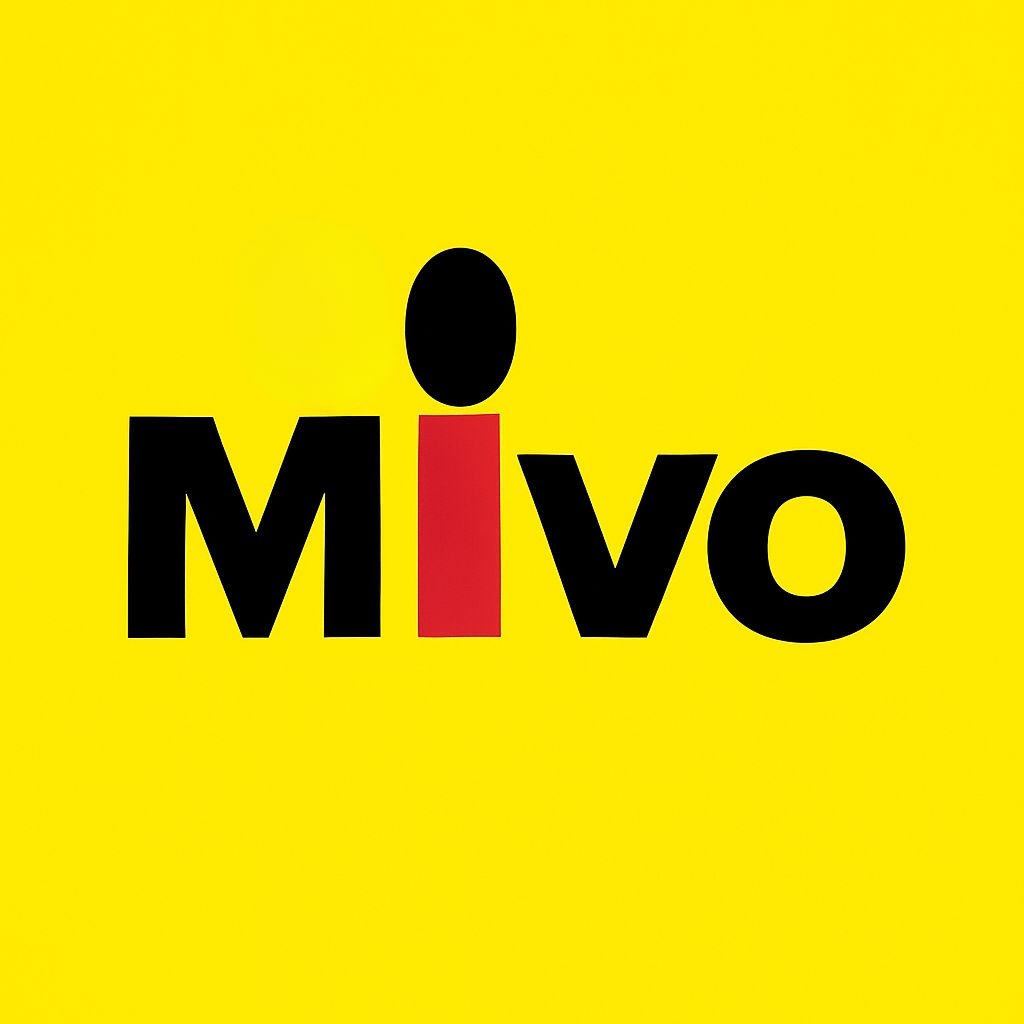 Minimalist Mivo Logo Design on Bright Yellow Background Logo