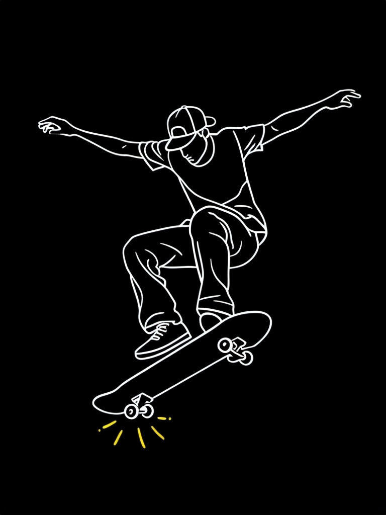 Minimalist Black and White Skateboarder Aerial Trick T-Shirt