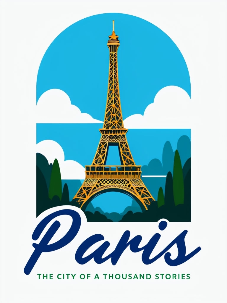 Minimalist Golden Eiffel Tower Illustration T-Shirt