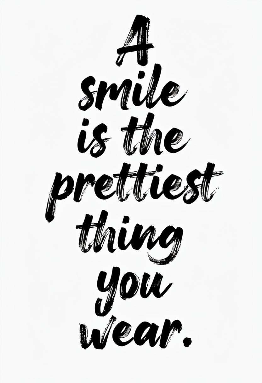 Uplifting Quote on White Background: A Smile is Prettiest Poster