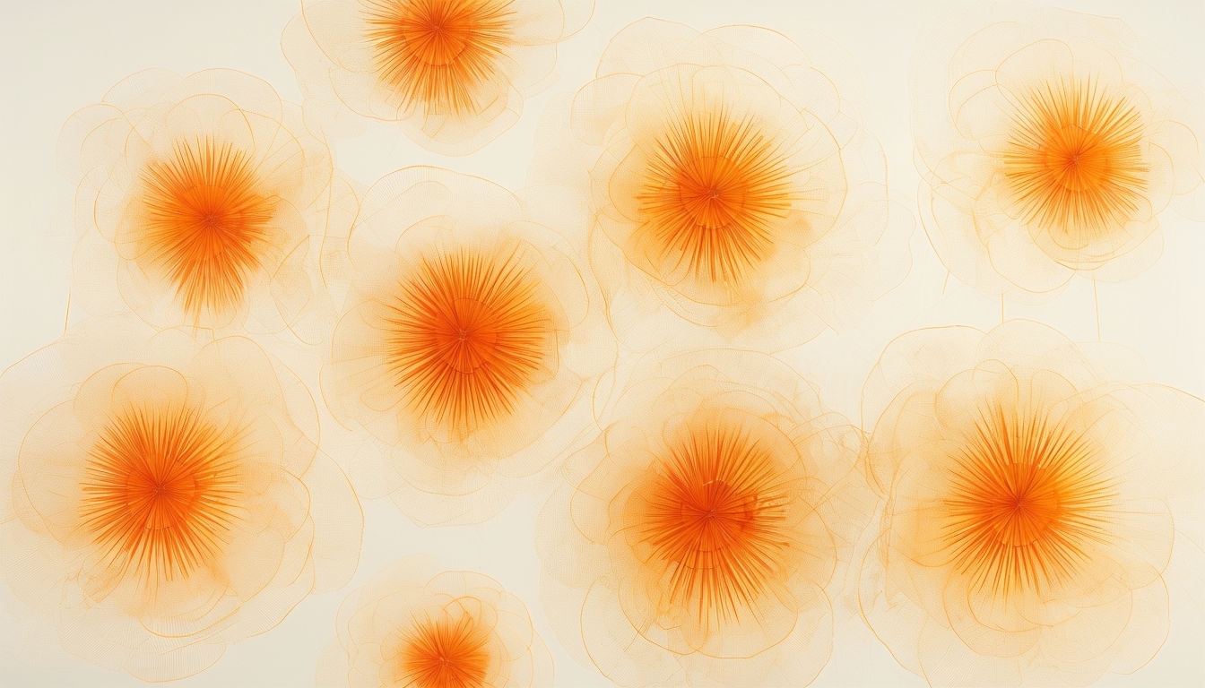 Vibrant Abstract Floral Design with Amber Yellow Flowers Background
