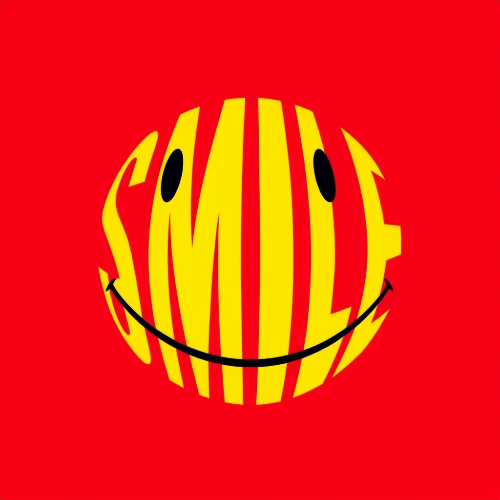 Playful Bold SMILE Typography on Red Background T-shirt