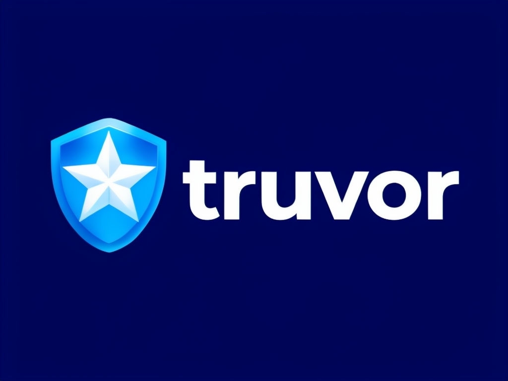 Modern Truvor Logo with Shield Emblem and White Star Design Logo
