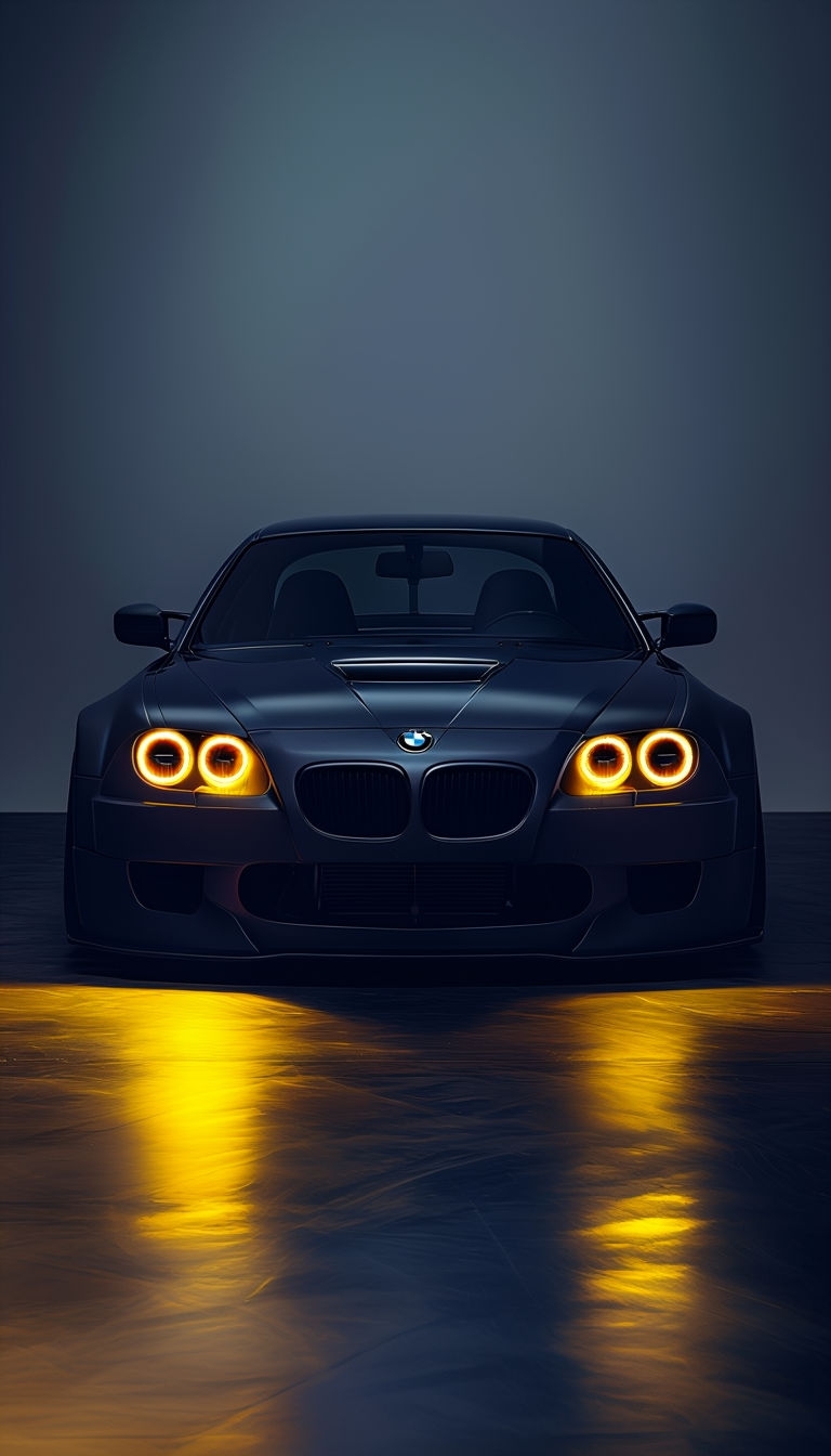 Sleek Dark Custom BMW in Studio Lighting Automotive Art Mobile Wallpaper