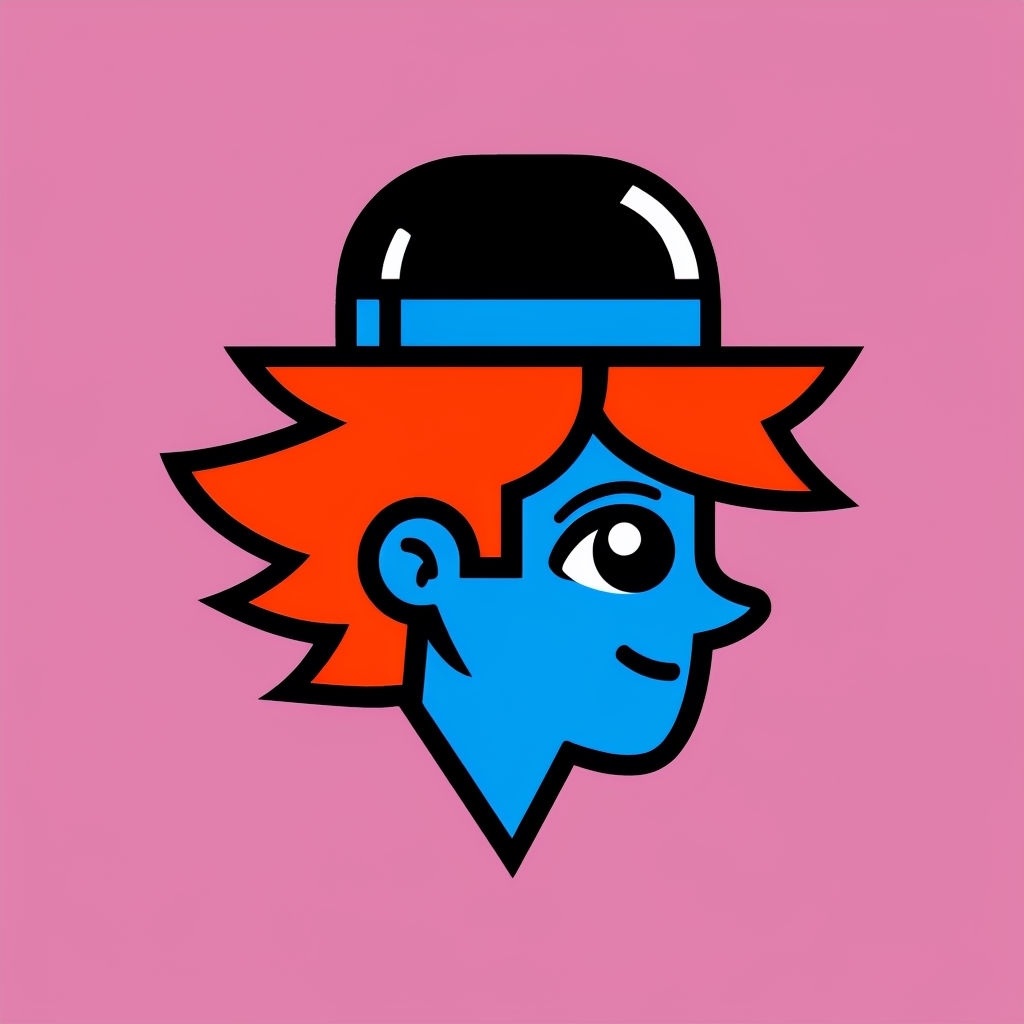 Cheerful Profile Character with Spiky Hair Icon Sticker