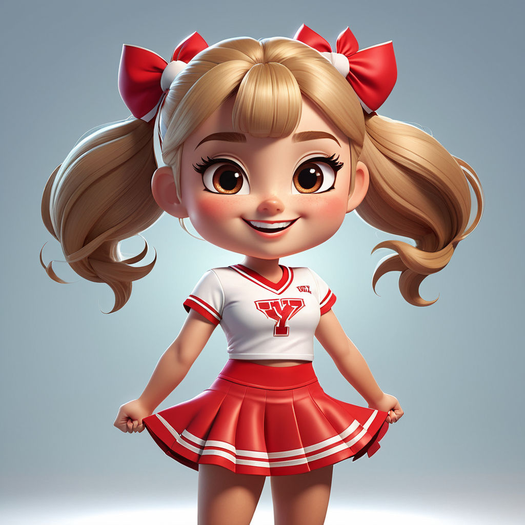 Animated Whimsical girl cheerleader