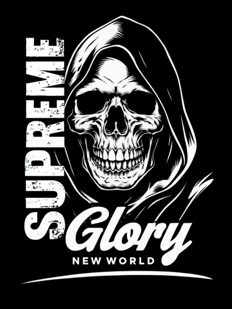 Supreme Skull in Hooded Cloak Graphic T-Shirt
