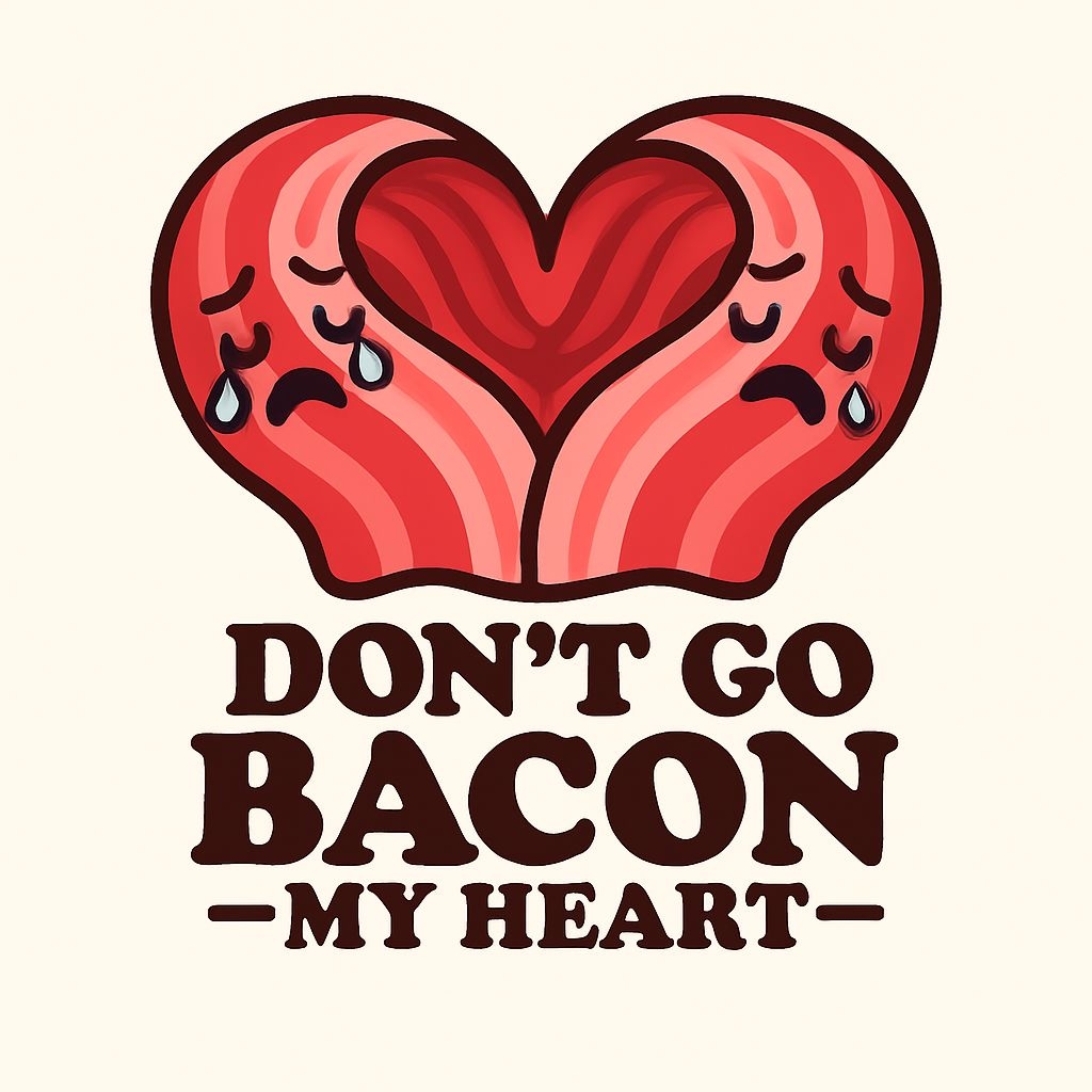 Whimsical Bacon Heart Illustration with Sentimental Message Sticker