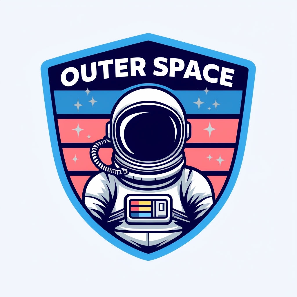 Vibrant Cartoon Outer Space Astronaut Badge Illustration Mug